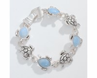 Silver Toned and Light Blue Sea Turtles Bracelet