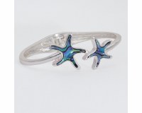 Silver Toned and Abalone Starfish Hinge Bracelet