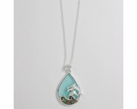 Silver Toned and Abalone Dolphin Necklace