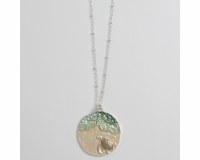 Silver Toned and Baby Sea Turtle Disk Necklace