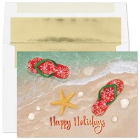 8" x 6" Box of 16 "Happy Holidays" Flip Flop Holiday Cards
