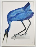 40" x 30" Blue Heron 2 Canvas in a White Frame