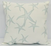 19" Sq Aqua Starfish Decorative Pillow