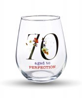 20 Oz "Aged to Perfection" 70 Years Old Stemless Wine Glass