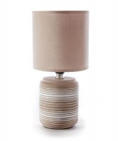10" Beige and White Stripe Ceramic Table Lamp