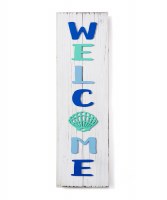 39" x 9" Blue and White "Welcome" Plaque