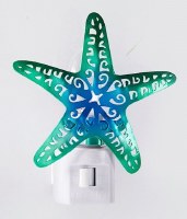 6" Blue and Green Metal Starfish Nightlight