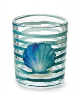 4" Blue and Green Shell Glass Votive Holder