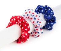 Set of Three Red, White, and Blue Hair Scrunchies