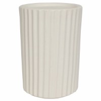 4" Ivory Ribbed Ceramic Pillar Candeholder