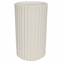 6" Ivory Ribbed Ceramic Pillar Candeholder