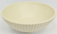 12" Round Ivory Ribbed Ceramic Bowl