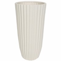 12" Ivory Ribbed Ceramic Vase