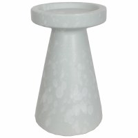 8" Two Toned White Ceramic Pillar Candleholder