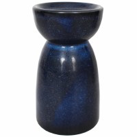 6" Dark Blue Ceramic Pillar Candleholder