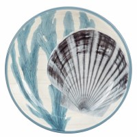 9" Round Scallop Shell Ceramic Low Bowl