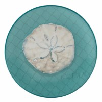 9" Round Teal Ceramic Sand Dollar Plate