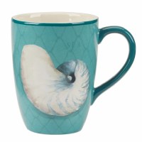 20 Oz Teal Ceramic Nautilus Mug