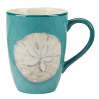 20 Oz Teal Ceramic Sand Dollar Mug