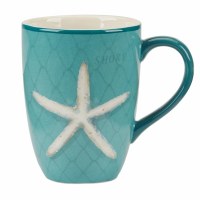 20 Oz Teal Ceramic Starfish Mug