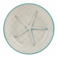 9" Round Cream Ceramic Starfish Bowl