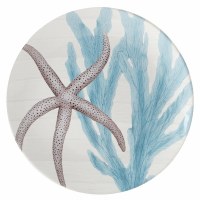 11" Round Brown Starfish Ceramic Plate