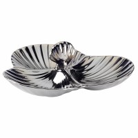 11" Silver Three Compartment Ceramic Dish