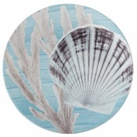 9" Round Scallop Shell Ceramic Plate