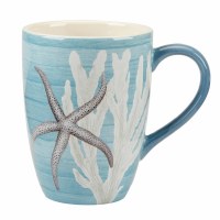 20 Oz Brown Starfish Ceramic Mug