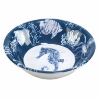 8" Round Blue Sea Life Melamine Bowl