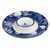 14" Round Blue Sea Life Melamine Chip & Dip Dish