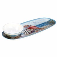 6" x 15" Sea Coast Melamine Tray With a Bowl