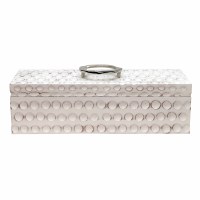 18" White Dot Box With a Silver Handle