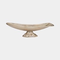 24" Oval Champagne Metal Footed Bowl