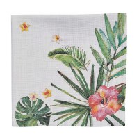 20" Sq Hibiscus and Tropical Leaves Cloth Napkin
