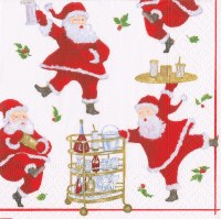 5" Square Santas Holding Cocktails Beverage Napkins