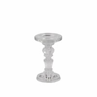 6" Clear Glass Pillar and Taper Candleholder