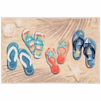 29" x 47" Natural Flip Flops on the Beach Indoor/Outdoor Rug