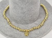 9.5" Gold Toned 4mm Balls Sea Turtle Anklet