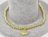 9.5" Gold Toned 4mm Balls Scallop Shell Anklet