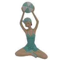 10" Seafoam Bathing Beauty Beach Lady Sitting With Ball in Hands Figurine