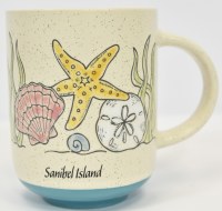 18 Oz Sanibel Island Multipastel Sea Shells Ceramic Mug