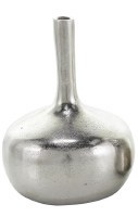 8" Silver Metal Squat Vase