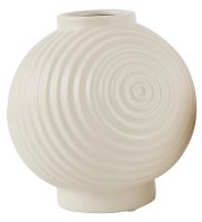 6" Cream Ceramic Circles Vase