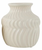 6" Cream Ceramic Wave Vase