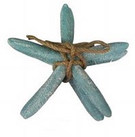 Set of Three 6" Distressed Blue Polyresin Faux Starfish Figurines