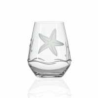 18 Oz Etched Starfish Stemless Wine Glass