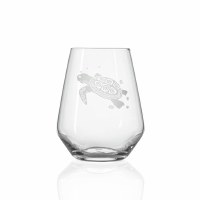 18 Oz Etched Sea Turtle Stemless Wine Glass