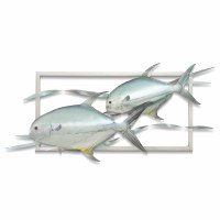 21" x 41" Permit Pair in a Frame Coastal Metal Wall Art Plaque MM232