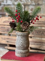 15" Faux Red Berry and Spruce Bundle